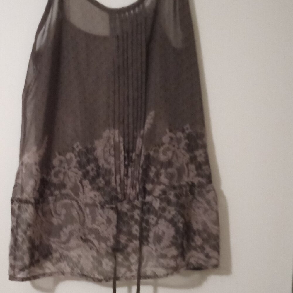 D'closet women's sheer top short lace camisole sizeS chocolate brown